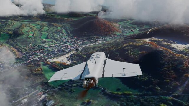 Russian multi-purpose military drone known as Gerbera in the sky - 3D rendering