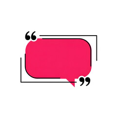 Pink speech bubble with black outline and quotation marks vector illustration