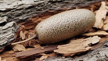 Unusual oval textured object found on decaying wood