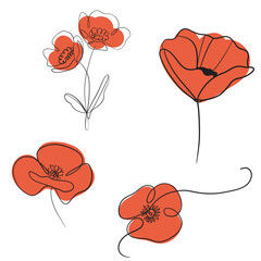 Elegant Hand drawn of flowers. Vector illustration.