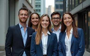 Diverse business team in city, digital network. High quality