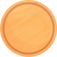 Wooden Round Circle Plaque With Light Wood Grain Texture And Orange Border Isolated On Transparent Background