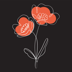 Elegant Hand drawn of flowers. Vector illustration.
