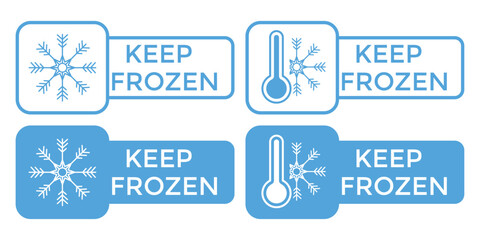 Keep Frozen Label Icons – Food Packaging Snowflake Symbols, Cold Storage and Freezer Safety Signs Vector