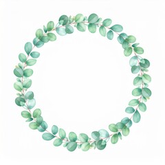 Obraz premium Watercolor Eucalyptus Wreath Botanical Wedding Frame