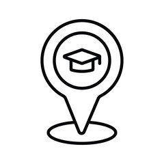 outline style icon of school or campus location, premium vector