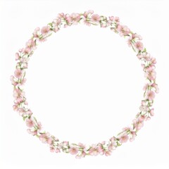 Obraz premium Pastel Floral Circle Frame Watercolor Botanical Wedding