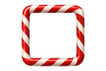 Candy cane square frame border transparent background