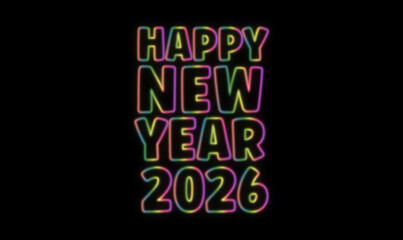 Bright new year neon text of pink, green, blue, red, and orange, happy new year neon text vector illustration, neon, 2026 neon text vector design, illustration, symbol, neon, art, 2026, happy, new, 