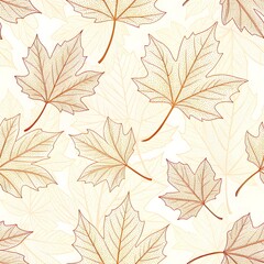 Seamless vector pattern of colorful autumn maple leaves illustration for nature wallpaper design