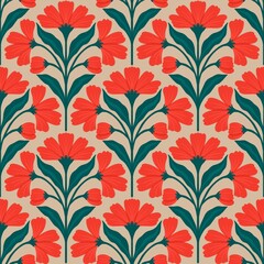 Seamless pattern white flower with leaves	