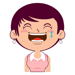 girl laughing face cartoon cute