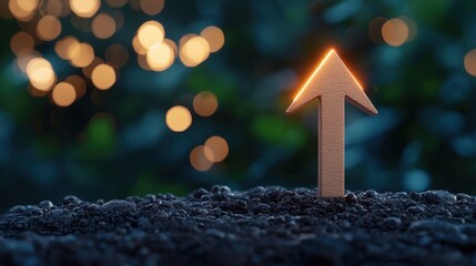 Management Growth Arrow 3D rendered arrow pointing upwards with a graph showing positive growth, abstract background, symbolizes business growth and progress