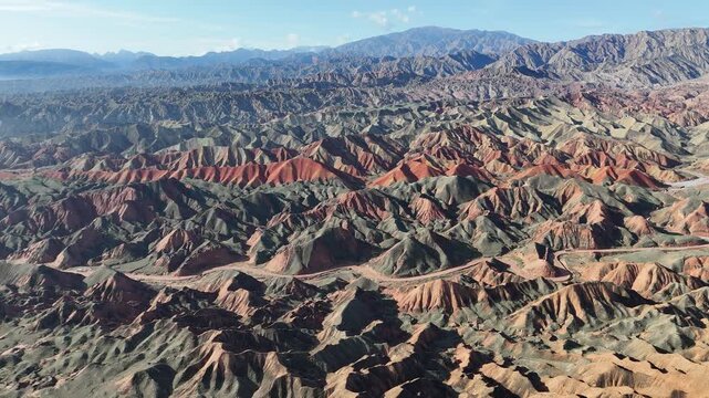 Zhangye Danxia Scenic Spot Aerial View, Gansu China