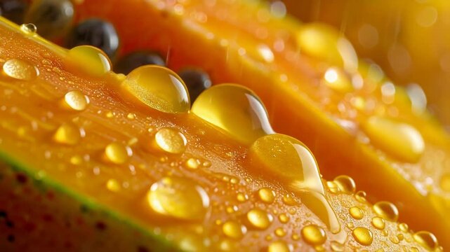 Close-up of sparkling morning dew on orange flower petals, showcasing rich color and detail.