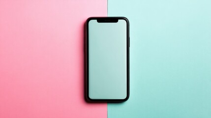 Smartphone with a blank screen on a white background. Smartphone mockup closeup isolated on white background.