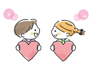 ハートを持つ子供のイラスト