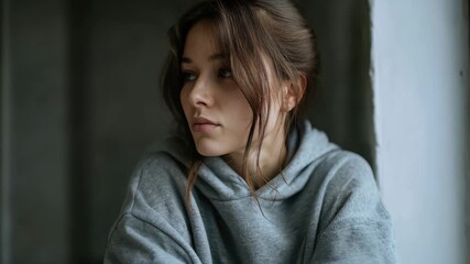 Young mental health counselor reflects thoughtfully while sitting by a window in a cozy indoor space during a calm afternoon