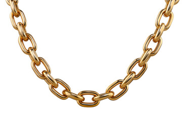 Obraz premium Thick polished gold chain links against a solid black background metal jewelry