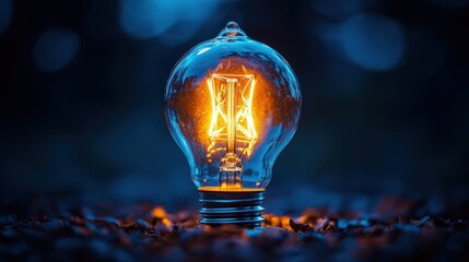 A warm orange light bulb emits a radiant glow against a dark backdrop, representing creativity, innovation, and new ideas. The image evokes a sense of hope and inspiration.