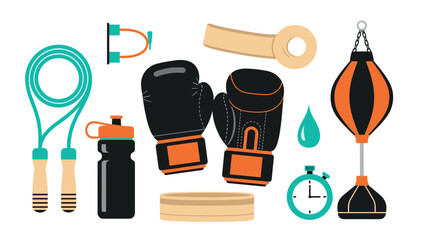 Boxing fitness equipment illustration for training and workout design