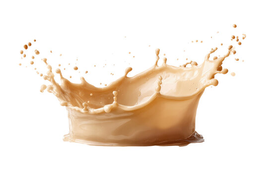 Light brown liquid splash crown shape with droplets on black background image, Isolated On White Background, Png Transparent