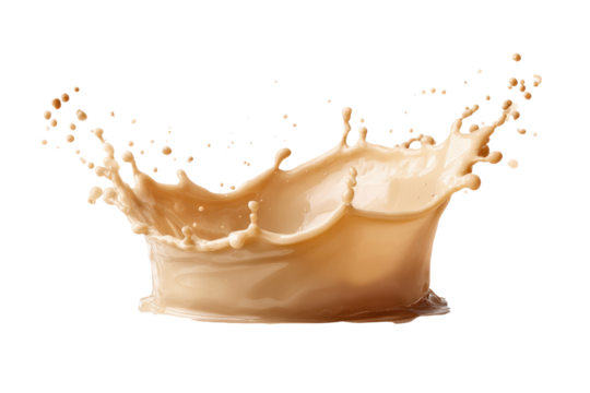 Light brown liquid splash crown shape with droplets on black background image, Isolated On White Background, Png Transparent