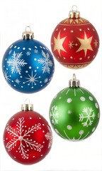 Set of Christmas ball decoration isolated on white background with clipping path.