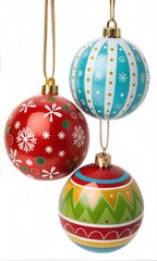 Set of Christmas ball decoration isolated on white background with clipping path.