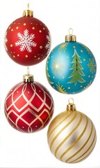Set of Christmas ball decoration isolated on white background with clipping path.