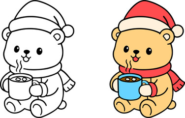 Relaxing christmas bear coloring pages for the holidays cozy indoor setting art for relaxation and creativity ideal for family bonding