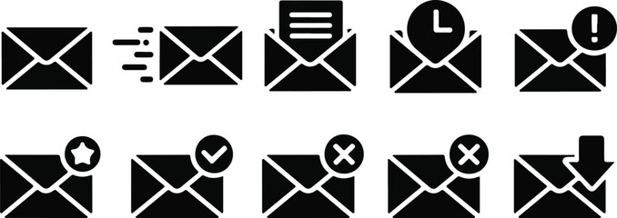 Email message vector icon collection