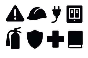 Comprehensive safety icons collection for emergency and protective design use