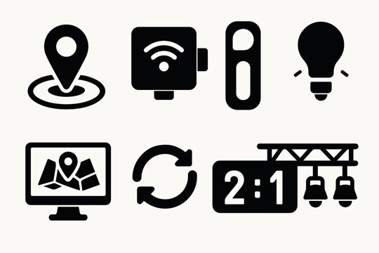 Minimalist vector icons set for technology and navigation design