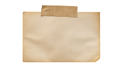 Vintage paper with a blank space held by a piece of textured tape ready for content