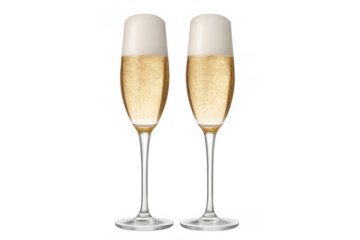 Two champagne flutes celebrating new year holiday