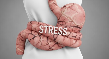 Stressed Stomach and Intestines with the word Stress.