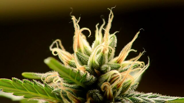 Magnificent close-up of a cannabis plant showcasing intricate details and vibrant colors, perfect for botanical themes.