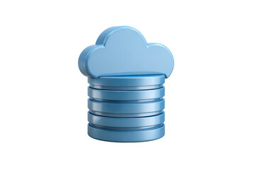 Blue cloud icon on stacked discs against black background data storage, Isolated On White Background, Png Transparent