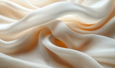 Obraz premium Soft flowing cream silk fabric with subtle texture and elegant drapes, luxurious textile.