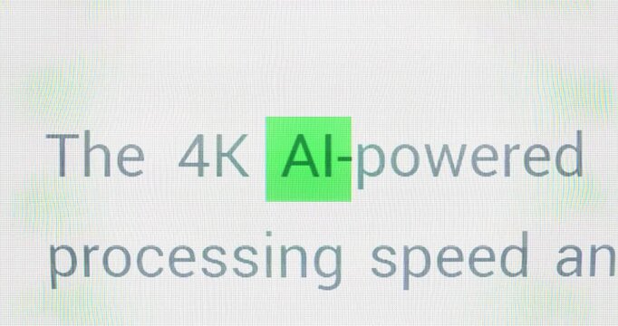 Macro Typography Animation Scans Dense Documents and Headlines, Ideal for Explaining Artificial Intelligence Search, Text Mining, Policy Analysis, Data‑driven Research Workflows in Motion Graphics.