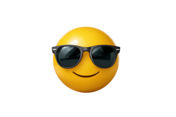Yellow smiley face wearing black sunglasses on black background image