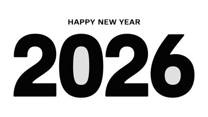 New Year 2026: A minimalist depiction of Happy New Year 2026, celebrating the fresh start of a new calendar year. This design is perfect for adding a touch of festive cheer to any project.