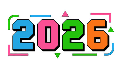 Vibrant Digital 2026: A colorful and energetic graphic of the number 2026, representing a modern and dynamic concept, ready for digital projects or futuristic themes.