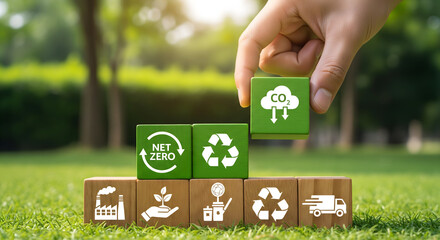 Reducing CO2 emissions brings a sustainable future with net zero goals and eco friendly practices