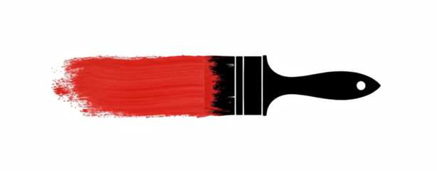 Red Paint Brush Stroke Isolated on Black Background