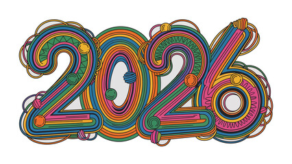 Obraz premium 2026: A vibrant and colorful design showcases the year 2026, radiating optimism and the spirit of innovation and progress.