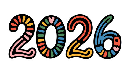Colorful 2026: A vibrant and creative illustration of the year 2026, bursting with a spectrum of colors and patterns, embodying a sense of optimism and future promise. 