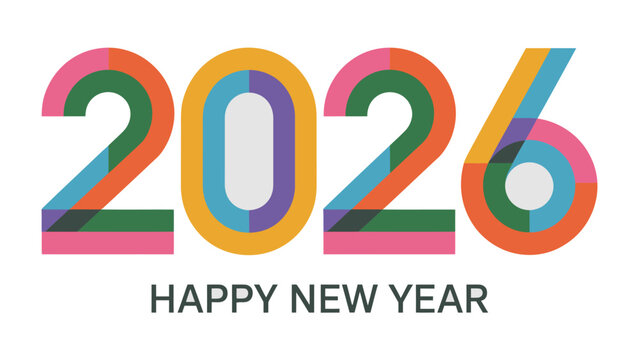 Happy New Year 2026: A vibrant and colorful design wishing viewers a joyful beginning to the year 2026, conveying optimism and celebration for new opportunities.