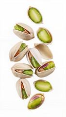 pistachio nuts on white background